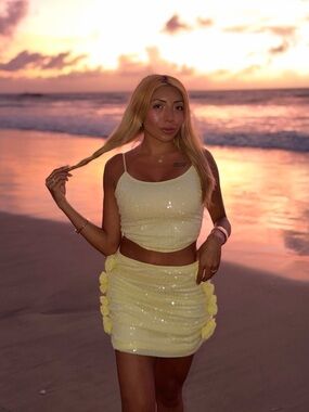 Yellow Sequin Two-Piece Set